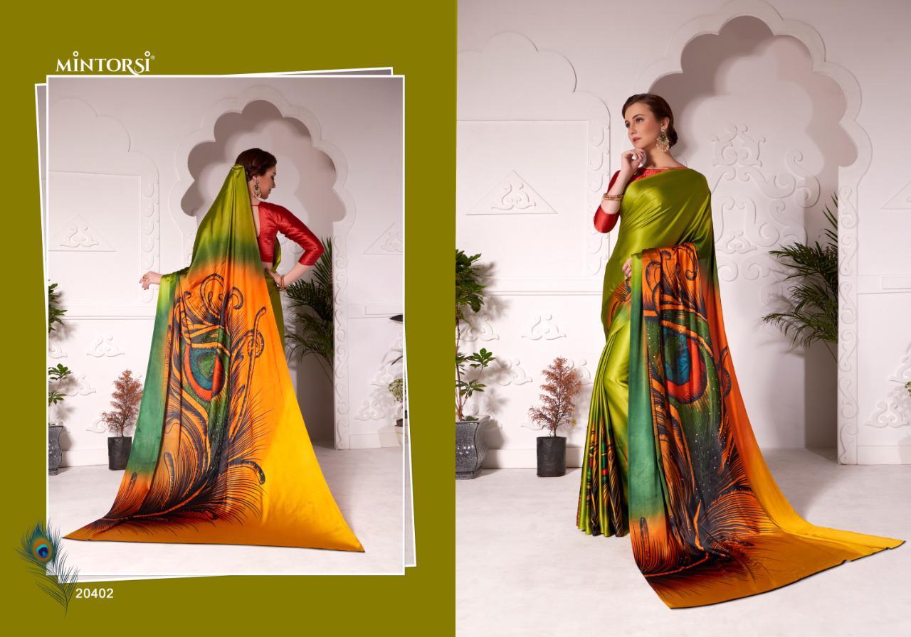 New Designer More Pankh Silk Print Sarees Collection 20401-20408 Varsiddhi Wholesale Sarees Catalog